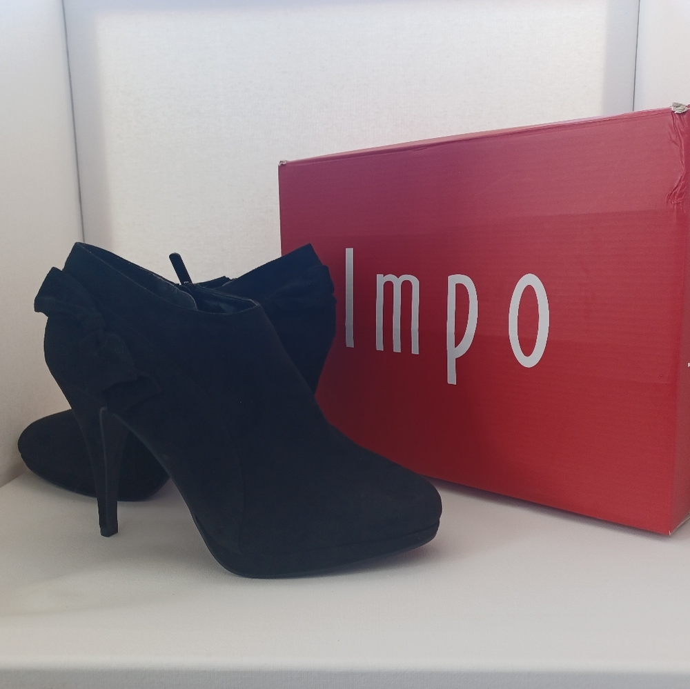 Impo Black Suede Pump Booties Size 10M